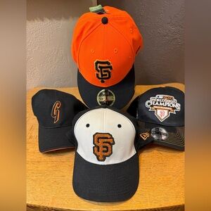 SanFrancisco Giants Baseball Hat set of 4 Lot 2010 Championship Orange+Black
